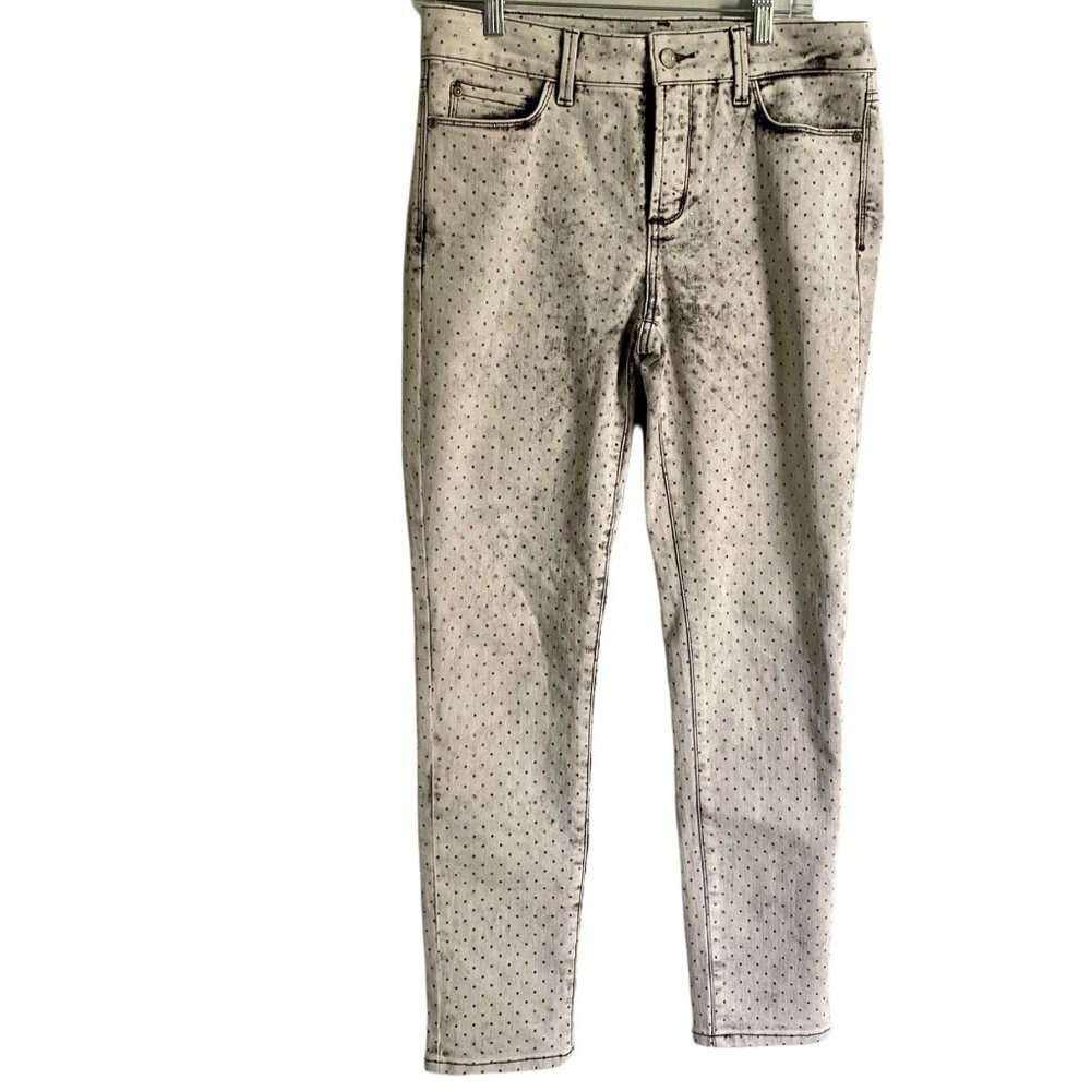 NYDJ Clarissa Ankle Metallic Polka Dot Jeans Gray Wash Size 6